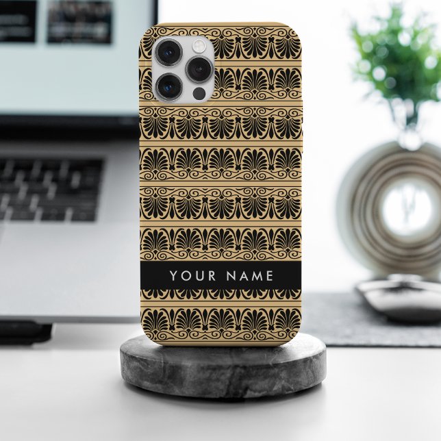 Greek Fret Arabesque Brown, Your Name, Personalize iPhone Case (Creator Uploaded)