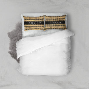 Greek Fret Arabesque Brown, Your Name, Personalize Pillowcase