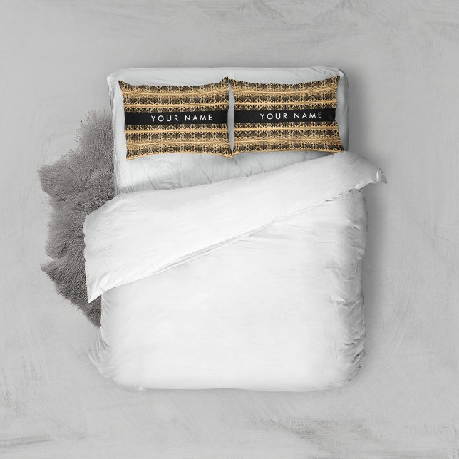 Greek Fret Arabesque Brown, Your Name, Personalize Pillowcase (Creator Uploaded)