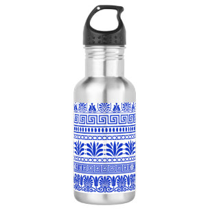 Greek Fret, Mediterranean Pattern, Blue 532 Ml Water Bottle