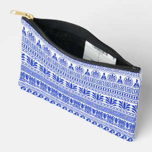 Greek Fret, Mediterranean Pattern, Blue Accessory Pouch