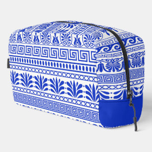 Greek Fret, Mediterranean Pattern, Blue Dopp Kit
