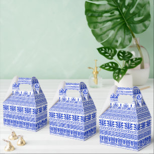Greek Fret, Mediterranean Pattern, Blue Favor Box
