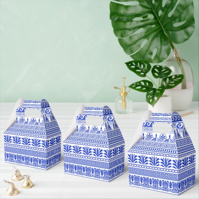 Greek Fret, Mediterranean Pattern, Blue Favor Box (Multiple)