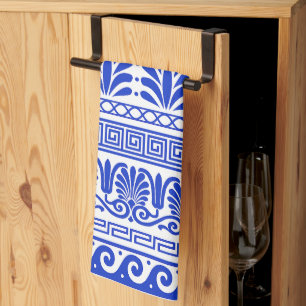 Greek Fret, Mediterranean Pattern, Blue Kitchen Towel