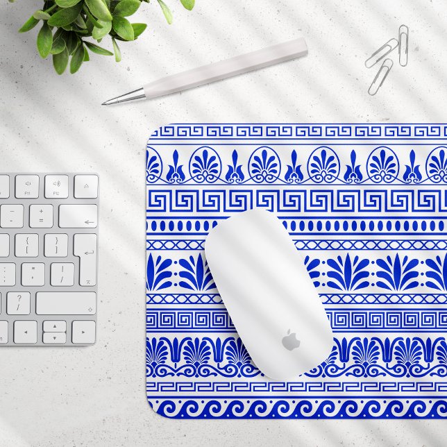 Greek Fret, Mediterranean Pattern, Blue Mouse Pad (Creator Uploaded)