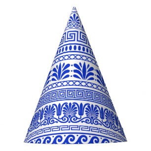 Greek Fret, Mediterranean Pattern, Blue Party Hat