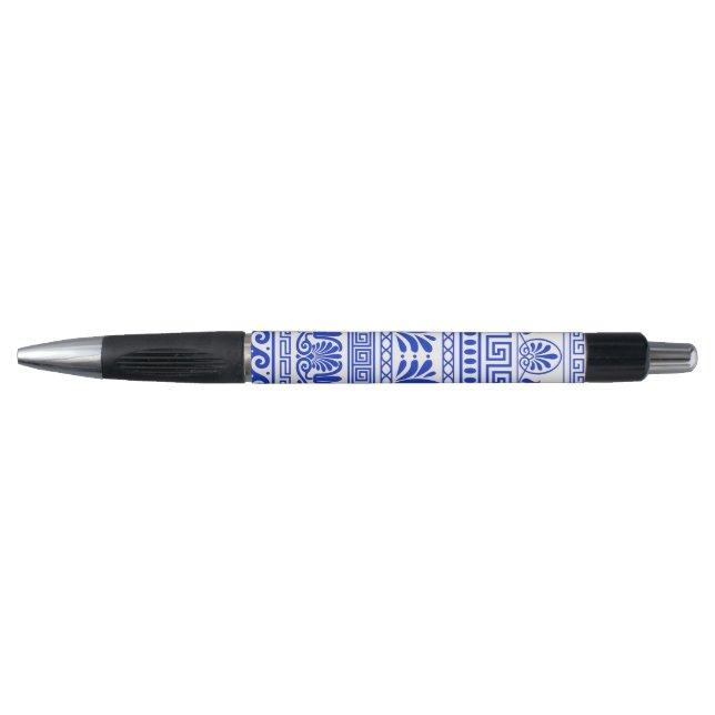 Greek Fret, Mediterranean Pattern, Blue Pen (Front)