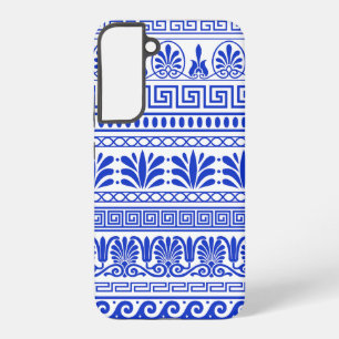Greek Fret, Mediterranean Pattern, Blue Samsung Galaxy Case