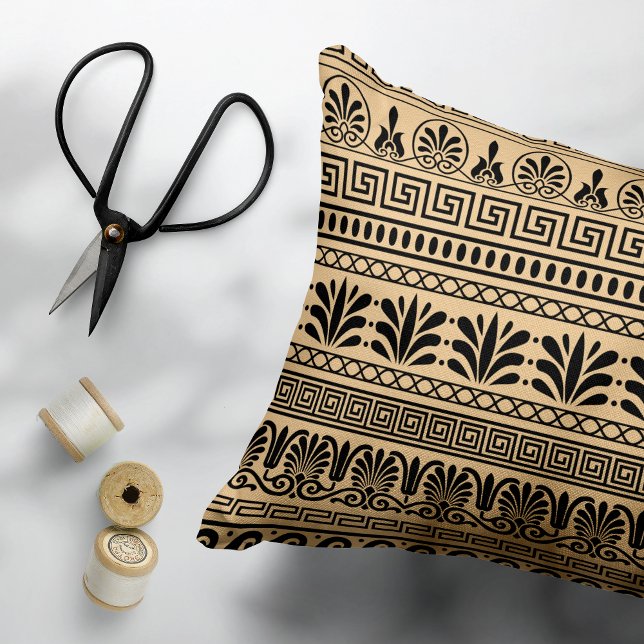 Greek Fret, Mediterranean Pattern, Brown Accent Pillow (Creator Uploaded)
