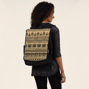 Greek Fret, Mediterranean Pattern, Brown Backpack