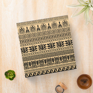 Greek Fret, Mediterranean Pattern, Brown Binder
