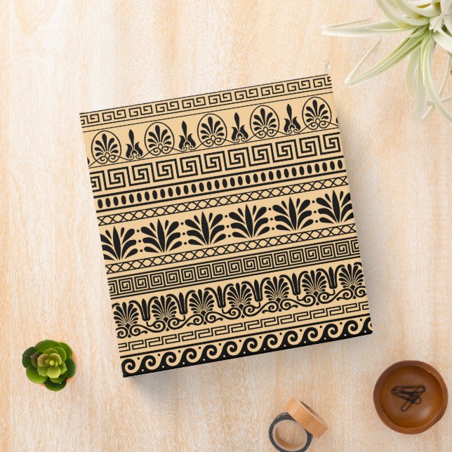 Greek Fret, Mediterranean Pattern, Brown Binder (In Situ)
