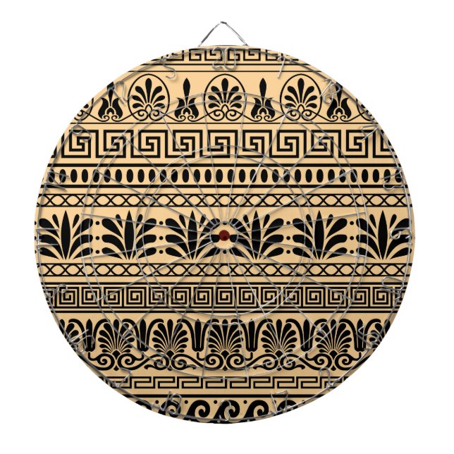 Greek Fret, Mediterranean Pattern, Brown Dartboard (Front)