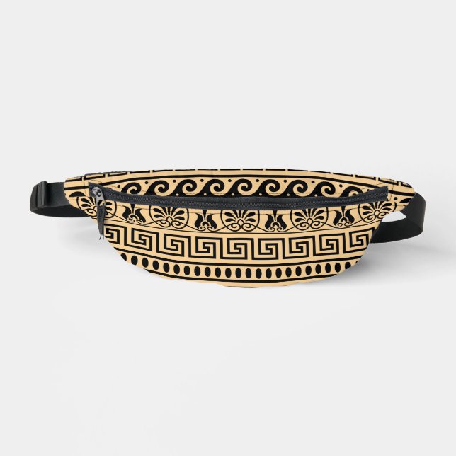 Greek Fret, Mediterranean Pattern, Brown Fanny Pack (Front)