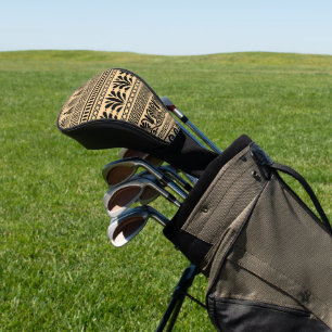 Greek Fret, Mediterranean Pattern, Brown Golf Head Cover