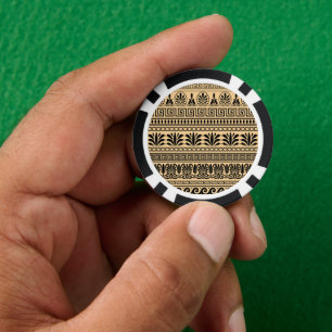 Greek Fret, Mediterranean Pattern, Brown Poker Chips