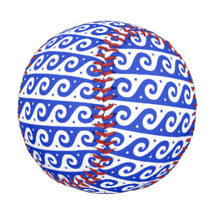 Greek Fret, Mediterranean Wave Pattern, Blue Baseball