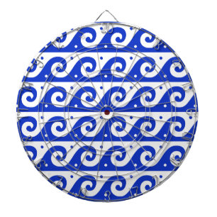 Greek Fret, Mediterranean Wave Pattern, Blue Dartboard