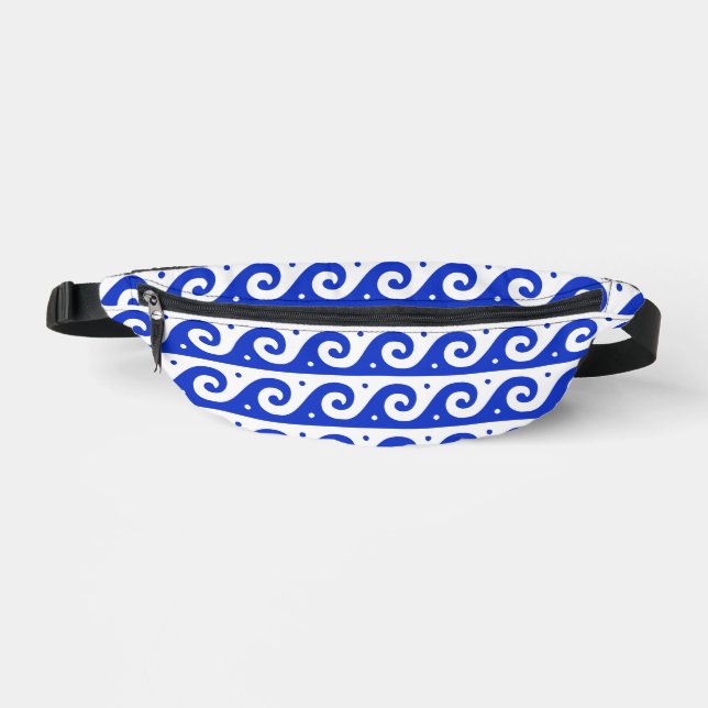 Greek Fret, Mediterranean Wave Pattern, Blue Fanny Pack (Front)