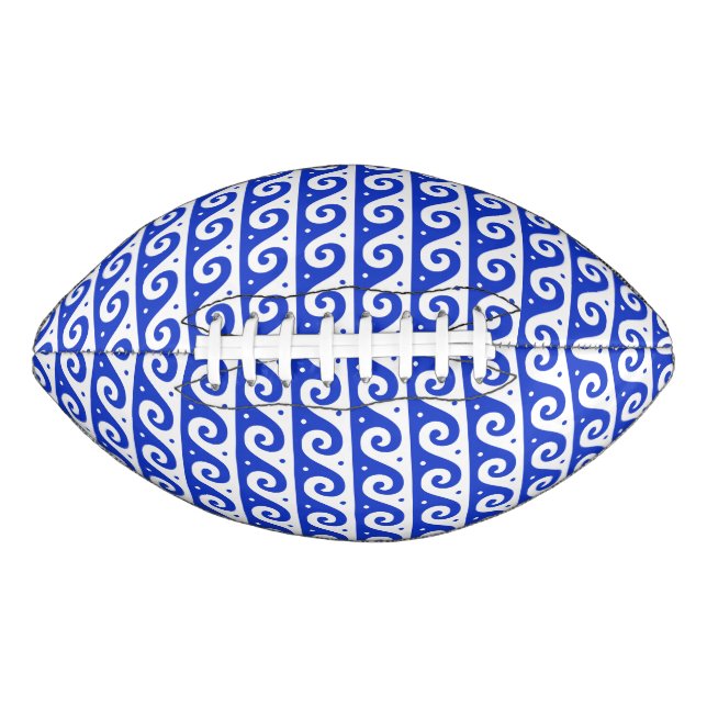 Greek Fret, Mediterranean Wave Pattern, Blue Football (Front)