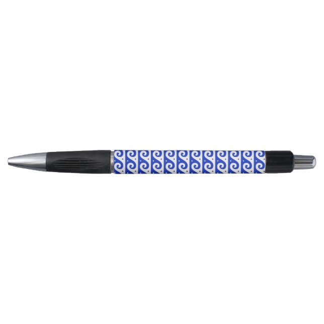 Greek Fret, Mediterranean Wave Pattern, Blue Pen (Front)