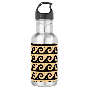 Greek Fret, Mediterranean Wave Pattern, Brown 532 Ml Water Bottle