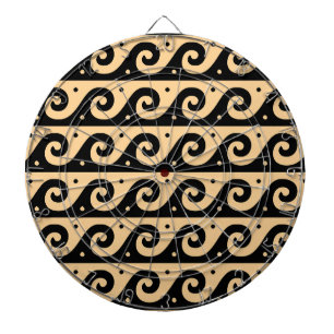 Greek Fret, Mediterranean Wave Pattern, Brown Dartboard