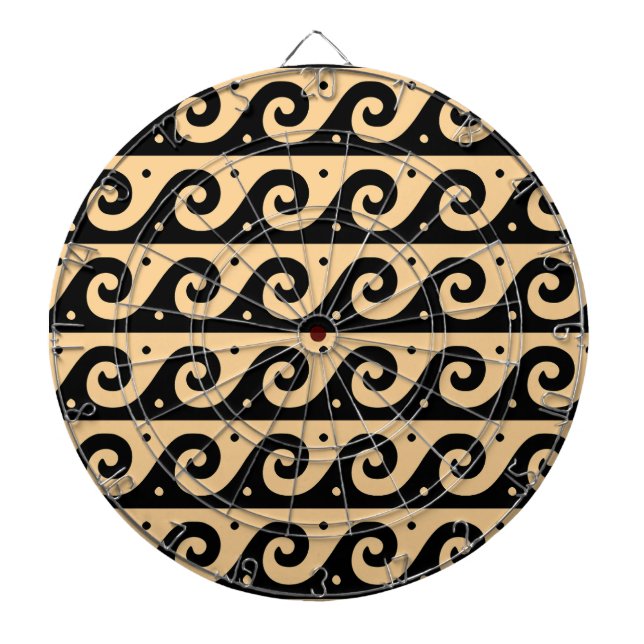 Greek Fret, Mediterranean Wave Pattern, Brown Dartboard (Front)
