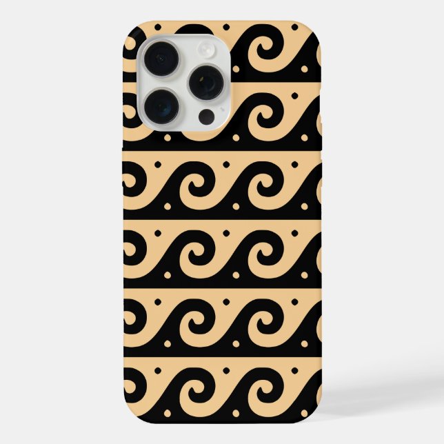 Greek Fret, Mediterranean Wave Pattern, Brown iPhone Case (Back)
