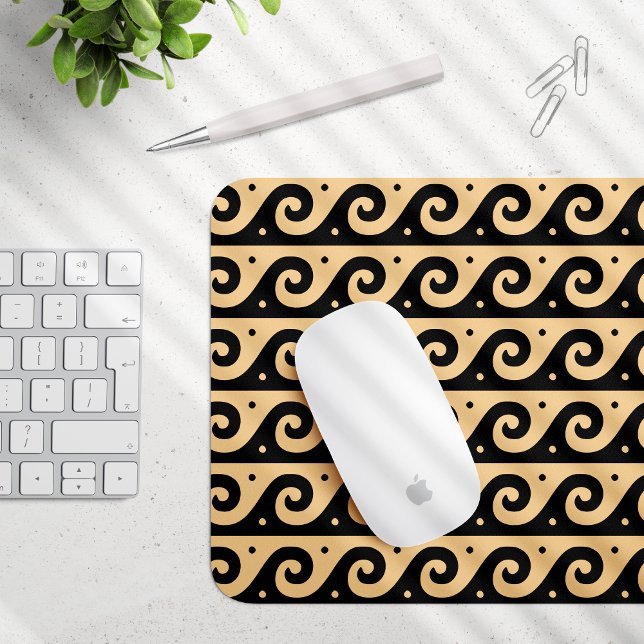 Greek Fret, Mediterranean Wave Pattern, Brown Mouse Pad (Creator Uploaded)