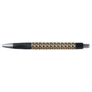 Greek Fret, Mediterranean Wave Pattern, Brown Pen