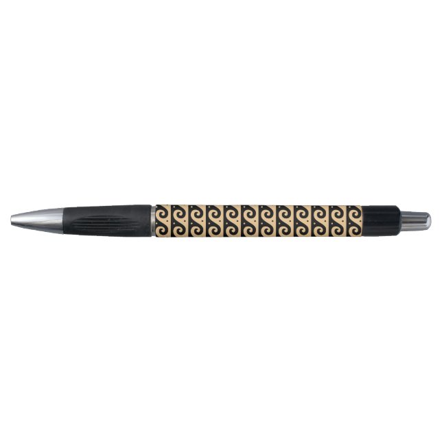 Greek Fret, Mediterranean Wave Pattern, Brown Pen (Front)