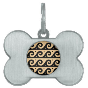 Greek Fret, Mediterranean Wave Pattern, Brown Pet ID Tag