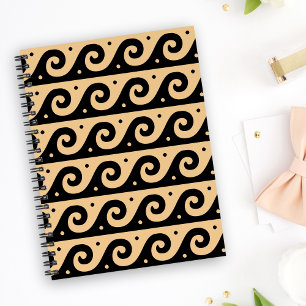 Greek Fret, Mediterranean Wave Pattern, Brown Planner