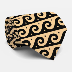 Greek Fret, Mediterranean Wave Pattern, Brown Tie
