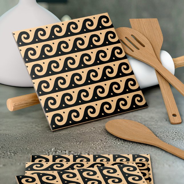 Greek Fret, Mediterranean Wave Pattern, Brown Tile (Creator Uploaded)