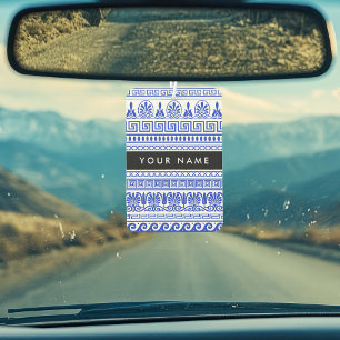 Greek Fret, Mixed Meander Key, Blue, Your Name Air Freshener