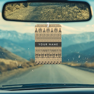 Greek Fret, Mixed Meander Key, Brown, Your Name Air Freshener