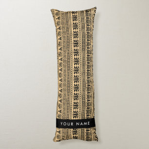 Greek Fret, Mixed Meander Key, Brown, Your Name Body Pillow