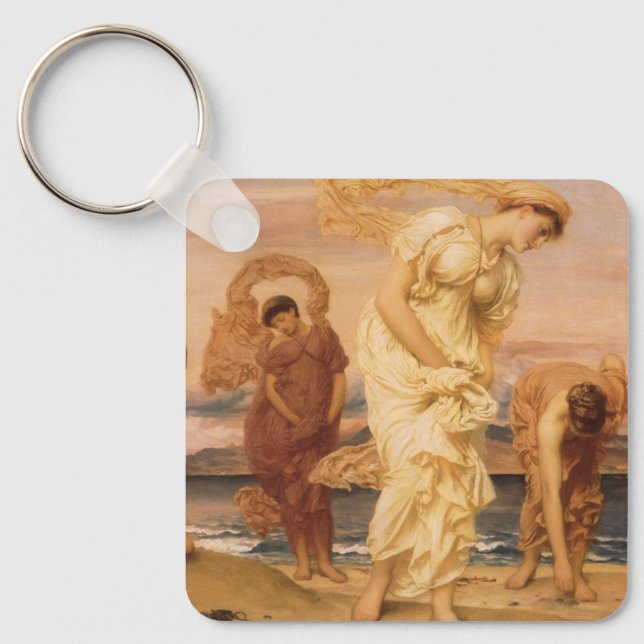 Greek Girls Picking Up Pebbles By Lord Leighton Keychain (Front)