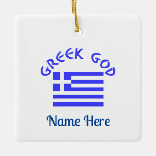 Greek God Flag of Greece Personalized  Ceramic Ornament