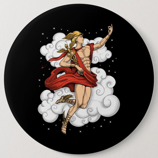 Greek God Hermes 6 Inch Round Button (Front)