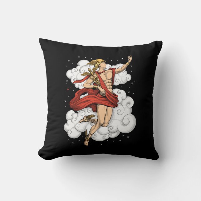 Greek God Hermes Throw Pillow (Front)