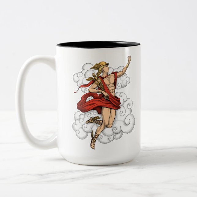 Greek God Hermes Two-Tone Coffee Mug (Left)