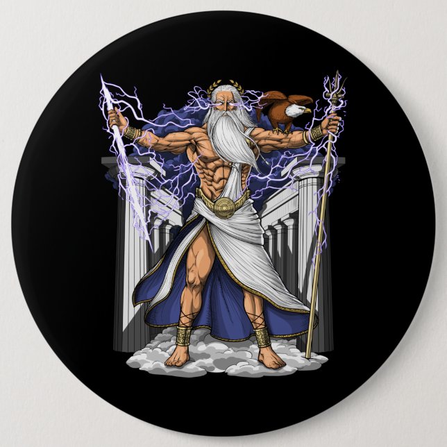 Greek God Zeus 6 Inch Round Button (Front)