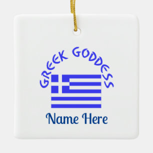 Greek Goddess and Flag of Greece Personalized  Ceramic Ornament