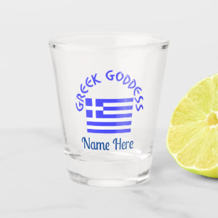 Greek Goddess and Flag of Greece Personalized Shot Glass