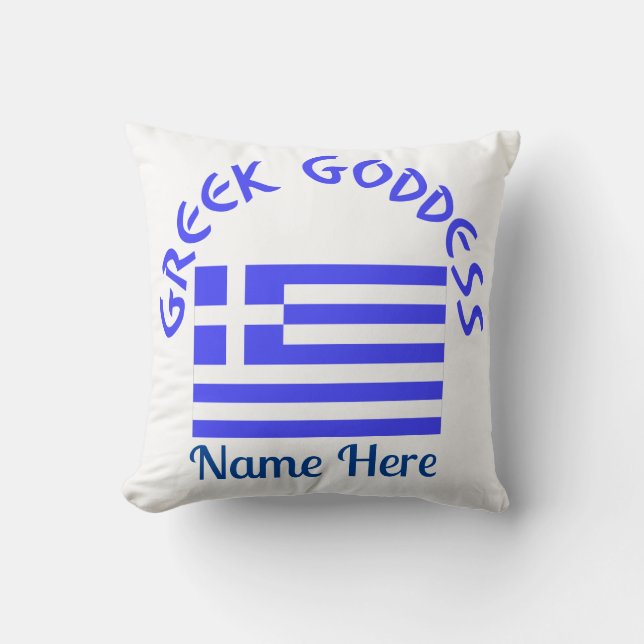 Greek Goddess and Flag of Greece Personalized  Throw Pillow (Front)