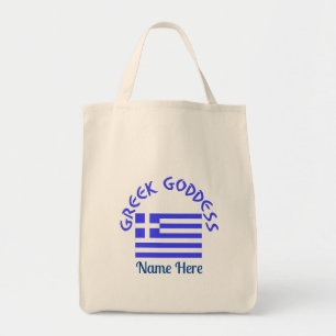 Greek Goddess and Flag of Greece Personalized Tote Bag